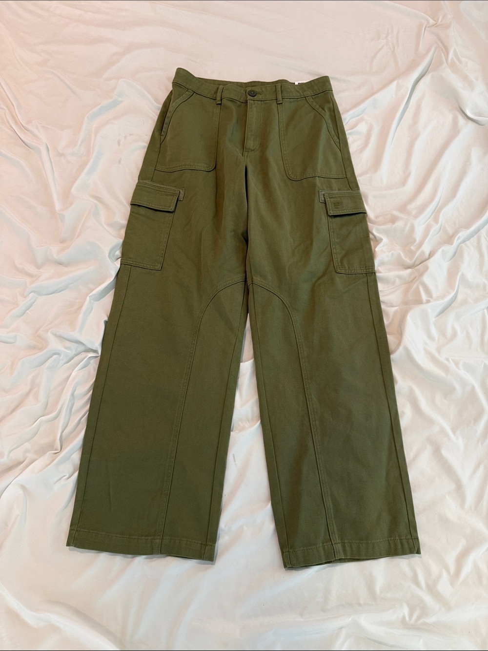PINK Victoria's Secret Olive Green Wide-Leg Cargo Pants